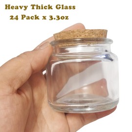 Danmu 24 Pack 100ml Small Glass Bottles,Mini Glass Jars,Candle Jars for Making Candles, 3.4oz Glass Bottles with Cork, Candle Jars
