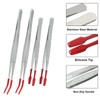 Murtenze 4PCS Tweezers with Rubber Tips Stainless Steel Tweezers PVC