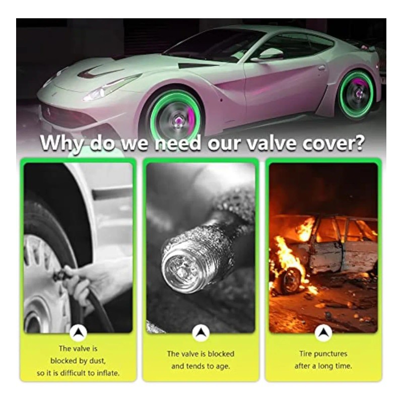 Tapones De Válvula Auto Moto Luminoso Cubre Llanta Neumático