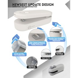 Mini Bag Sealer and Cutter, 1800mAh Rechargeable Chip Bag Sealer Heat Seal, 3 Heat Modes, Widened Heating Strip, Magnetic & Hanging Design, Portable Bag Sealing Machine for Plastic Snack Bags