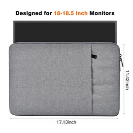 Portable Monitor Sleeve 18.5 inch, Padded Shockproof Carrying Case Compatible with InnoView Ingnok Cocopar UPERFECT Upperizon Usparkle HONGO VisionOwl 18.5-in Portable Display Monitor Bag -Gray
