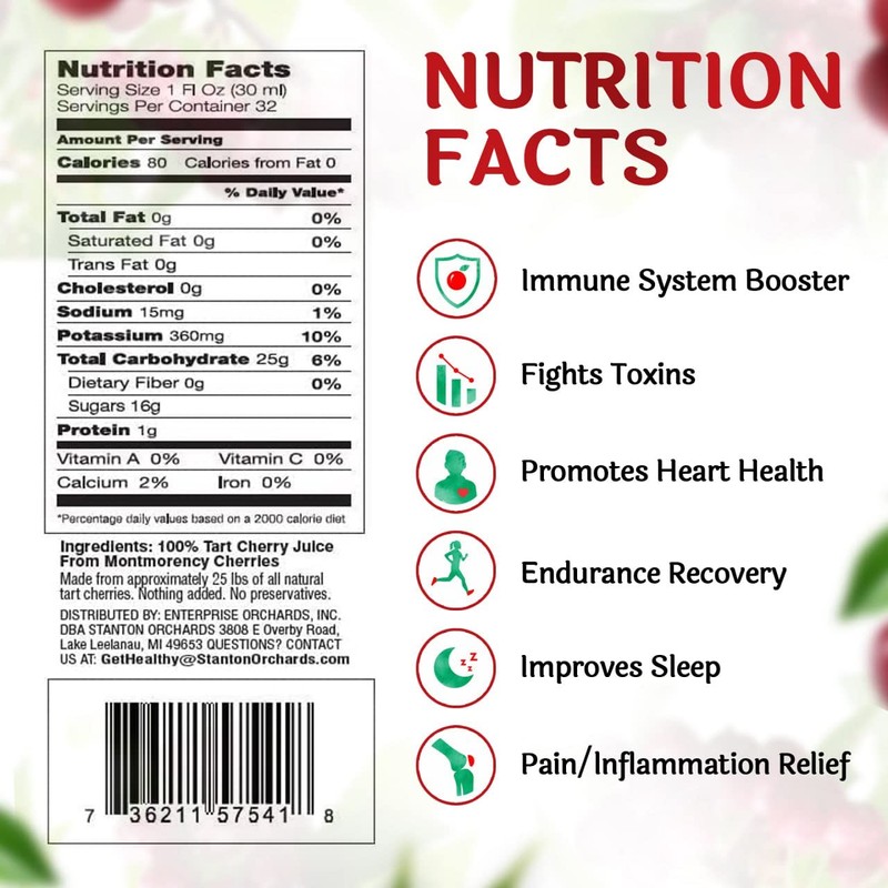 Stanton Orchards Montmorency tart cherry concentrate - Unsweetened 100% Juice