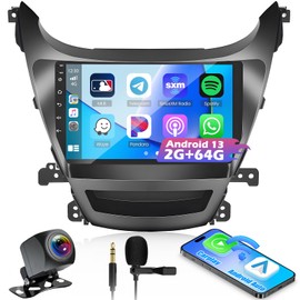 Wireless Carplay Radio for Hyundai Elantra 2014 2015 2016 with Android Auto, 9 Inch IPS Touch Screen Car Stereo 2+64G Android Radio with GPS WiFi/SWC/MIC/USB