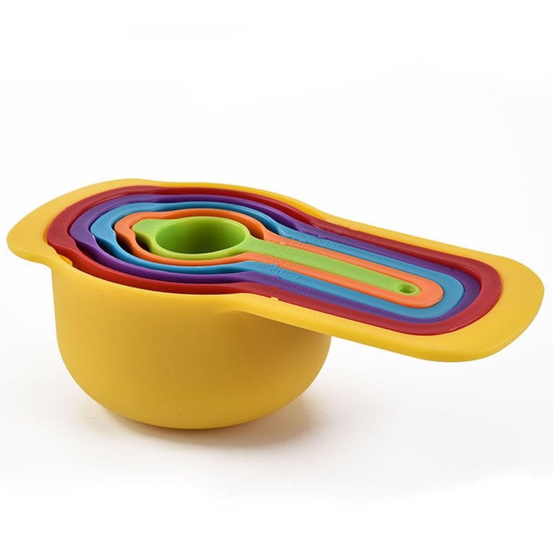 10Pcs Nesting Bowls Sets, Colorful Plastic Mixing Bowl with Sieve,