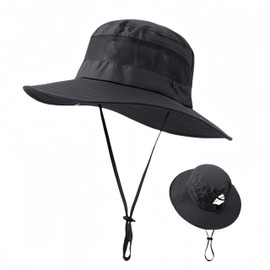 LLmoway Ponytail Sun Hats for Women UV Protection Breathable Waterproof Large Fishing Hat with Sweatband Chin Strap Dark Grey