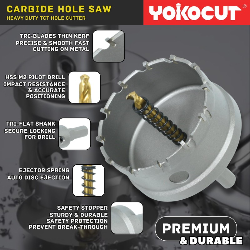 5/8 Inch Carbide Hole Saw, 2pcs Hole Cutter Carbide Tipped