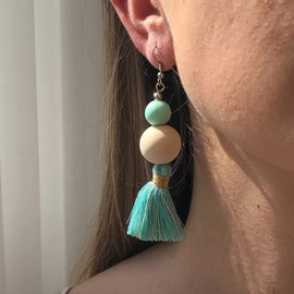 Light Green Earrings for Women Danging Handmade Green Tassel Earrings for Women