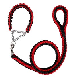 Correa para Perro con Collar Reforzado de Hierro | Cuerda de Nailon Gruesa y Resistente | Suave | Largo 1.3 Metros | Ideal para Entrenamiento | Talla 