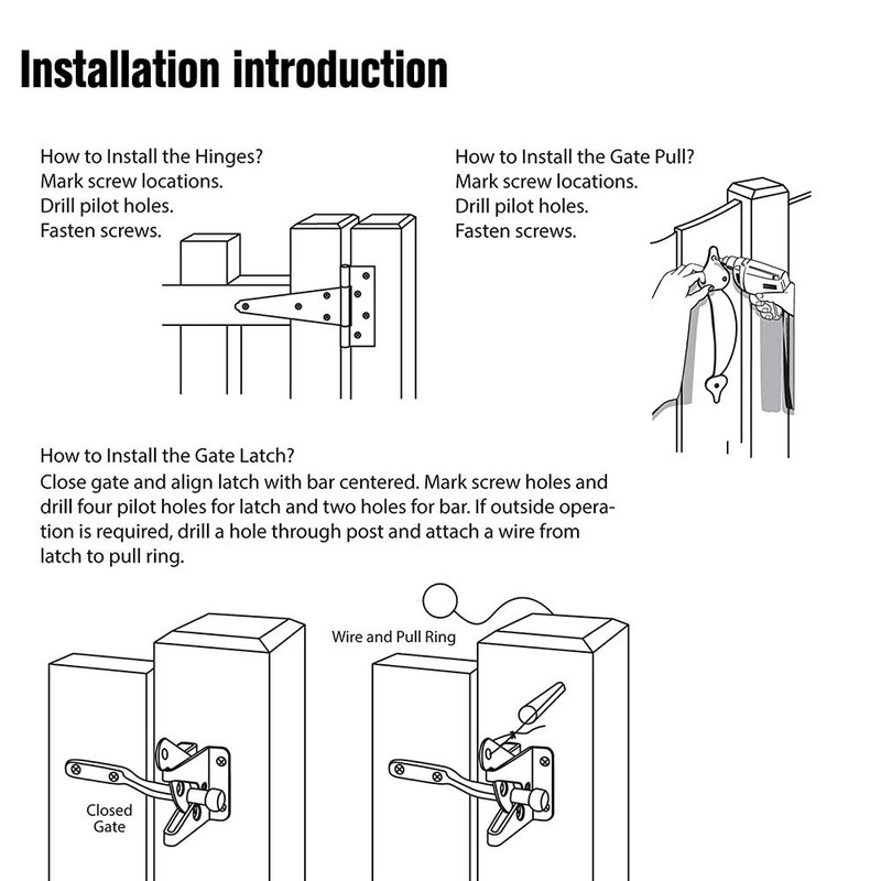 Gate Hardware Kit Heavy Duty,with Self Locking Gate Latch,6 inch