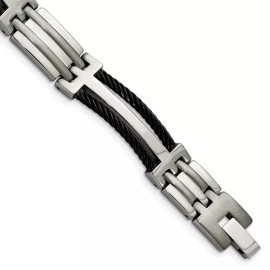 Chisel Men's Titanium Brushed and Polished Black IP-plated 8.5in Bracelet