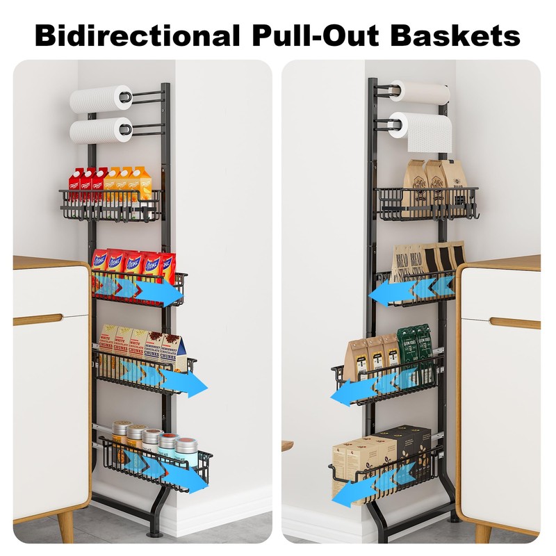 BUKFEN 6-Tier Slim Corner Shelf, Spice Rack Next to Fridge