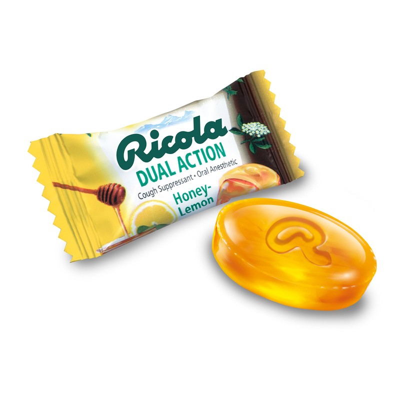 Ricola Dual Action Honey Lemon Cough Drops, 19 Count