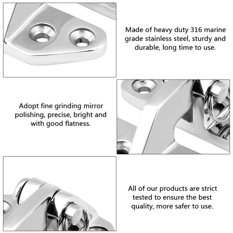 Long Reach Stainless Hatch Hinge, Heavy Duty Marine Grade 316