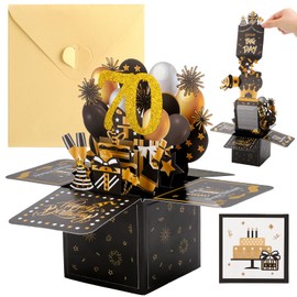 70th Birthday Card, 70th Birthday Pop-Up Greeting Card for Women 3D Pop Up Greeting Card with Note and Envelope 70th Birthday Gifts for Wife Daughter Husband Women