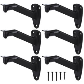 HOME MASTER HARDWARE Handrail Stair Brackets, Heavy Duty Hand Rail Bracket for Stairways Handrail,Long Handrail Bracket Matte Black 6 Pack