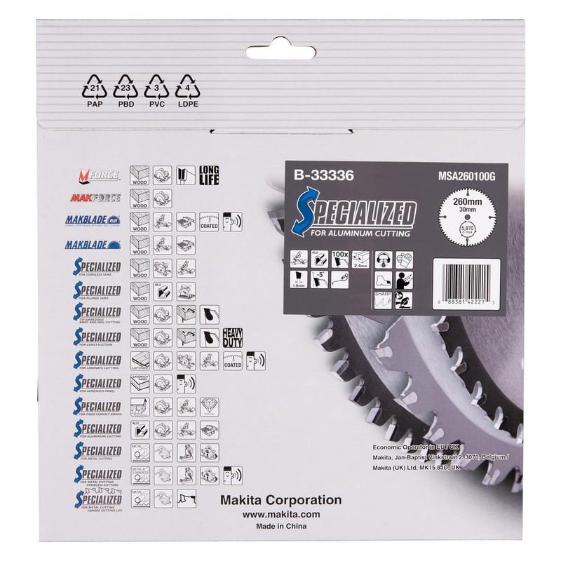 Makita Specialized SAEGE Sheets 260 x 30 mm, 100z, 33336