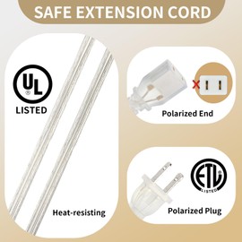 Zlierop 4ft Clear Extension Cord 2 Pack, UL/ETL Certified 2 Prong Short Extension Cords, Polarized Male to Female Clear Extension Cord Indoor Thin, Thin Extension Cords for Home, Office, Holiday Decor