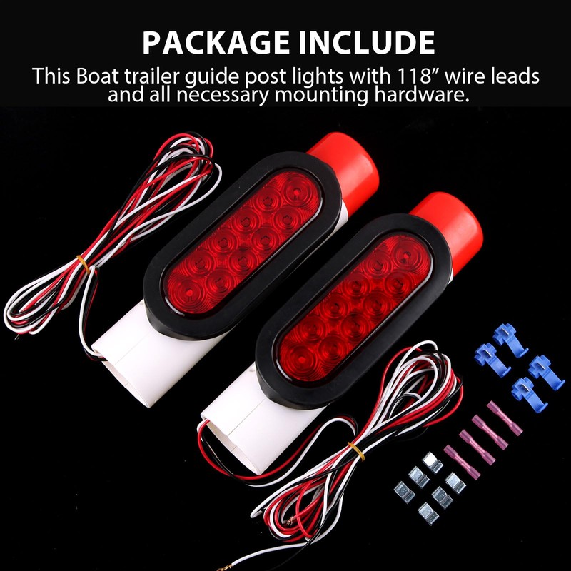 2Pcs Boat Trailer Post Guide-On LED Light Kit, IP67 Waterproof