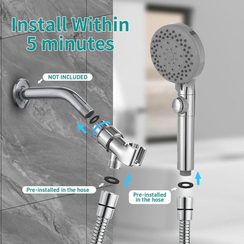 DOILIESE Handheld Shower Head with 79" Extra Long Hose 7