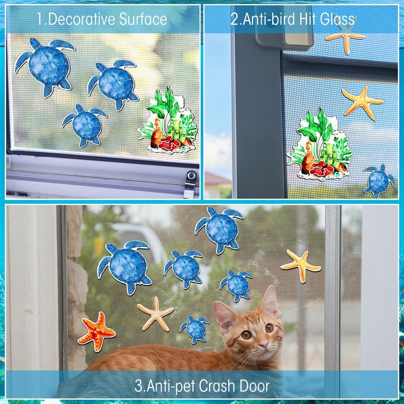 Pack of 12 Fly Screen Door Magnets Double-Sided Sea Turtle