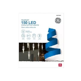 White GE StayBright 150 LED Icicle Style Lights Warm White White Wire New