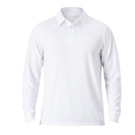 NAVISKIN Men's Long Sleeve Polo Shirts Golf Shirts Quick Dry UPF 50 Moisture Wicking Polo Shirts White Size M