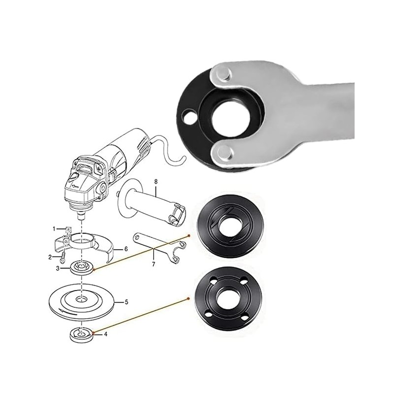 （9pcs) Angle Grinder Nut ＆ Angle Grinder Wrench Set，Premium Flange