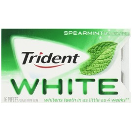 Trident White Spearmint Sugar Free Gum, 16 Piece Pack