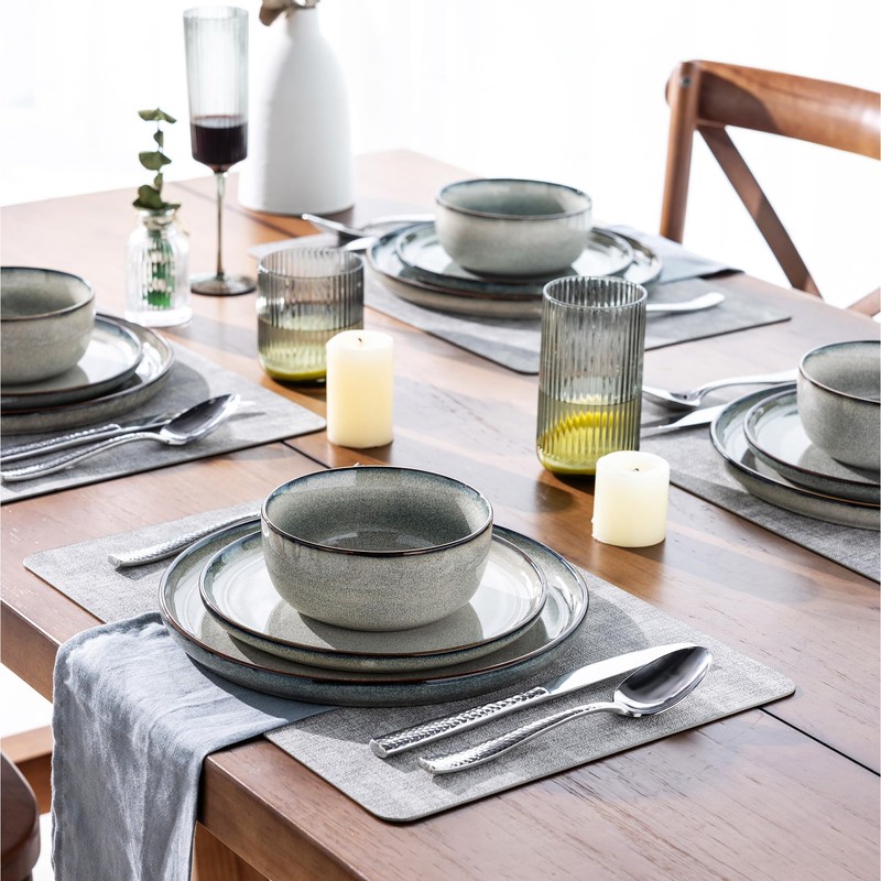 GBHOME Ceramic Dinnerware Sets for 4, 12 Pieces Stoneware Plates