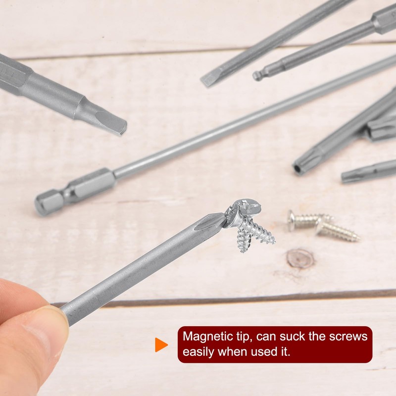 sourcing map 6pcs Square Screwdriver Bit Set SQ1.0/SQ2.0/SQ2.74/SQ3.0/SQ4.0/SQ5.0 S2 Steel
