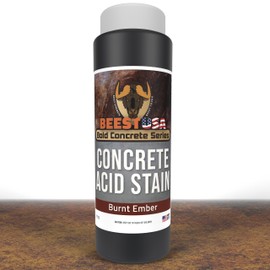 BEEST Concrete Stain - Burnt Ember, Test 8 oz Concrete Dye on a Small Area for Desired Results - Acid Stain for Floors, Pavers, Patios, Countertop, Cement, Driveway - Unique Marbled Finish
