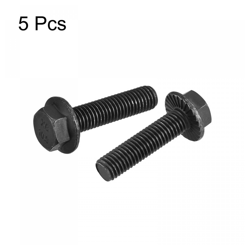 uxcell M10-1.5x40mm Hex Serrated Flange Bolts 10.9 Grade Carbon Steel