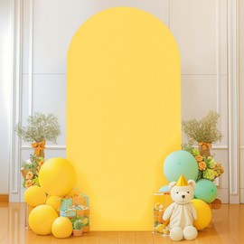 7.2FT Yellow Arch Backdrop Cover - Polyester Fitted Wedding Arch Stand Covers Round Top Chiara Arch Backdrop Cover for Birthday Party Banquet Photo Background Decoration