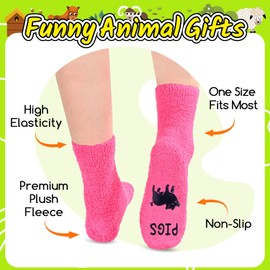 HAPPYPOP HAPPYPOP Unique Pig Gifts for Girls - Cute Fuzzy Piggy Socks for Women & Teen Girls - Pig Stuff