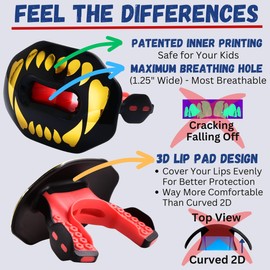 Oral Mart Flag Football Mouth Guard (2025 Golden Fangs) with 3D LipFit Design - No Boil Instant Fit Lip Guard Mouthpiece for Braces - Football Mouthguard (Detachable Helmet Strap Included)