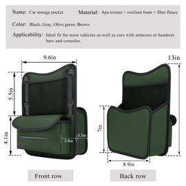 DXNQ Car Organizer Storage Between Seats, Leather Large Capacity Car Handbag Hanging Storage Bag, Car Console Organizer Holder for Snack Phone Document Storage, Car Accessories (Green)