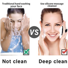 Face Scrubber,Silicone Face Scrubber for Men,Facial Cleansing Brush for Exfoliating,Massaging,Remove Blackheads,Deep Pore Cleansing(Grey)