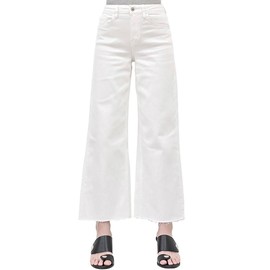 VERVET by Flying Monkey White Denim Wide-Leg Jeans High-Rise Distressed (US, Numeric, 28, Regular, Regular, White)