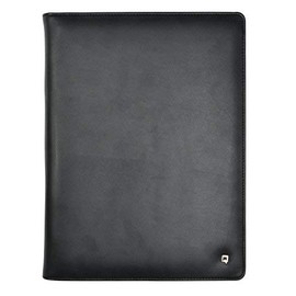 DESQ® Leather A4 Writing Case - Genuine Leather, Document Pocket, 5 Card Slots, Writing Pad Equiped, Black, Dutch Design