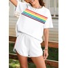 MYHALF Womens 2 Piece Short Sets Summer Outfits Rainbow Stripes