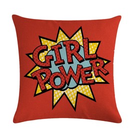 Easternproject Super Hero Quote Throw Pillow Case Cushion Cover Exclamation Pattern Decorative Square 18x18 Inch Pillowcase Best Gift (Girl Power)