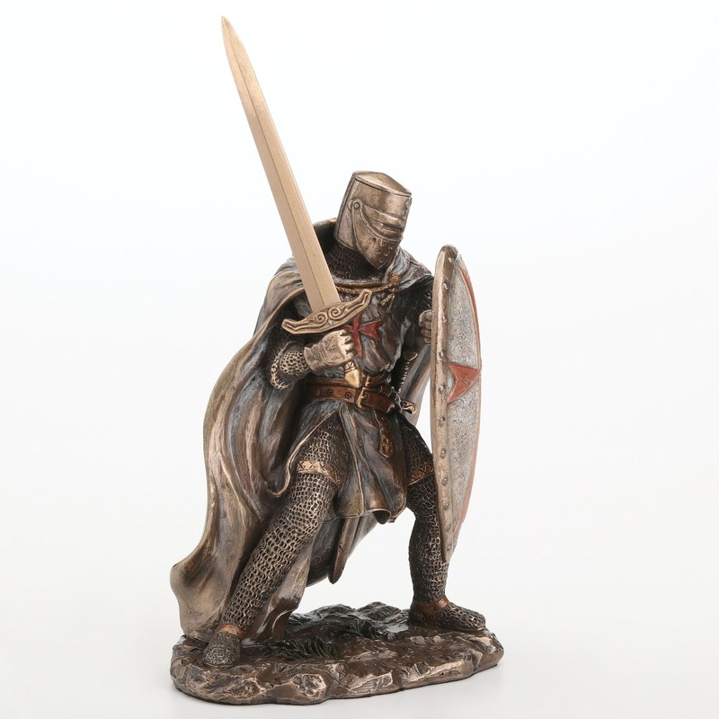 Veronese Design 7 7/8 Inch Knights Templar Crusader Wielding Sword