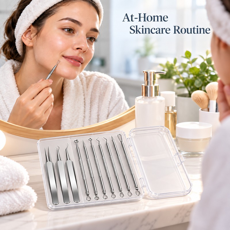 11-Piece Blackhead Remover Tool Set for Facial Care – Stainless