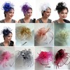 Women Fascinators Hat Navy Organza Flower Feather Fascinators Wedding Fascinators