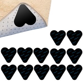 Pack of 12 Non-Slip Mats for Carpet, Heart-Shaped Carpet, Non-Slip Underlay, Rug Gripper No Trace Carpet Gripper, Stickers, Double-Sided, Reusable Carpet Stoppers, Smooth Corners and Cuts