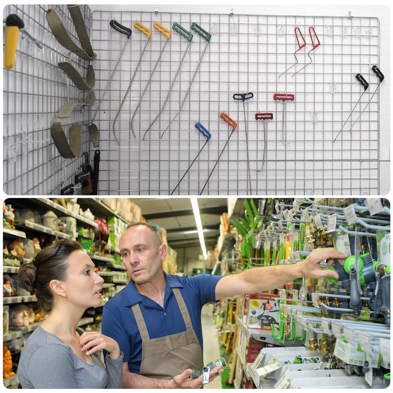 sourcing map 8 Grid Wall Hooks, 2/4/6/8 Inch Grid Wall