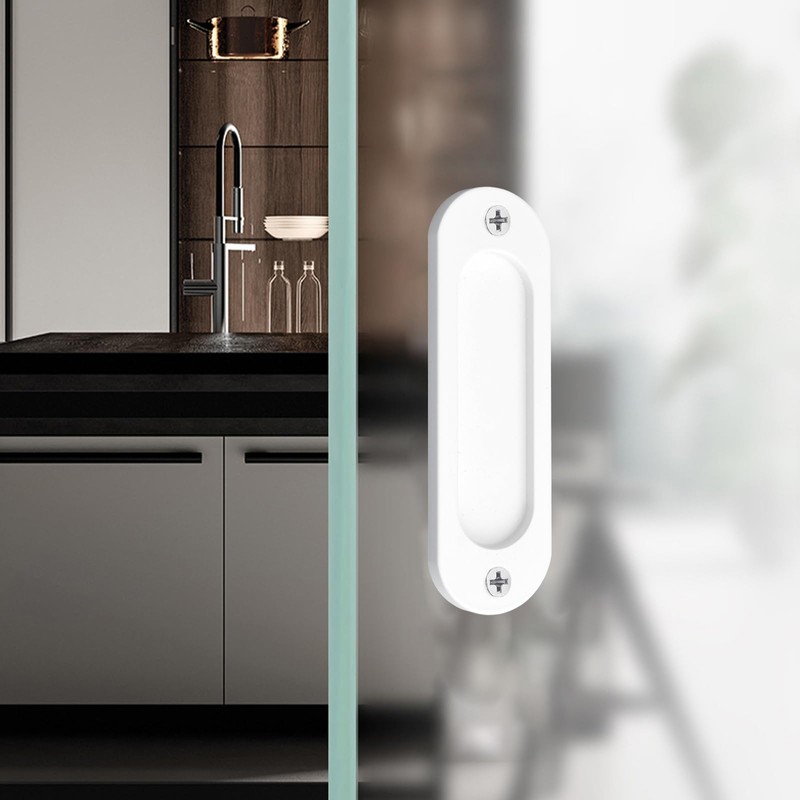 MOROBOR Oval Recessed Sliding Door Pulls, 2pcs White Flush Pull