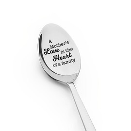 Mom Birthday Gifts for Mum Mothers Day Gifts from Daughter Son A Mother's Love is The Heart of a Family Spoon for I Love You Gift for Mum Mother Miss You Gifts for Mom Worlds Best Gift
