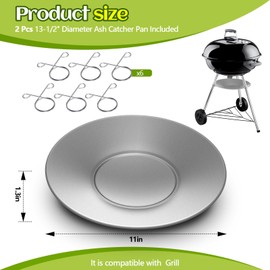MorningRo 2 Pcs 11" Diameter Ash Catcher Pan Ash Pan for Charcoal Grill Compatible with Weber for Grill Replacement Parts