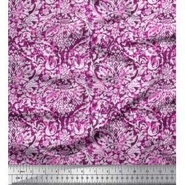Soimoi Cotton Canvas Fabric Leaves & Floral Batik Decor Fabric Printed metre 56 Inch Wide
